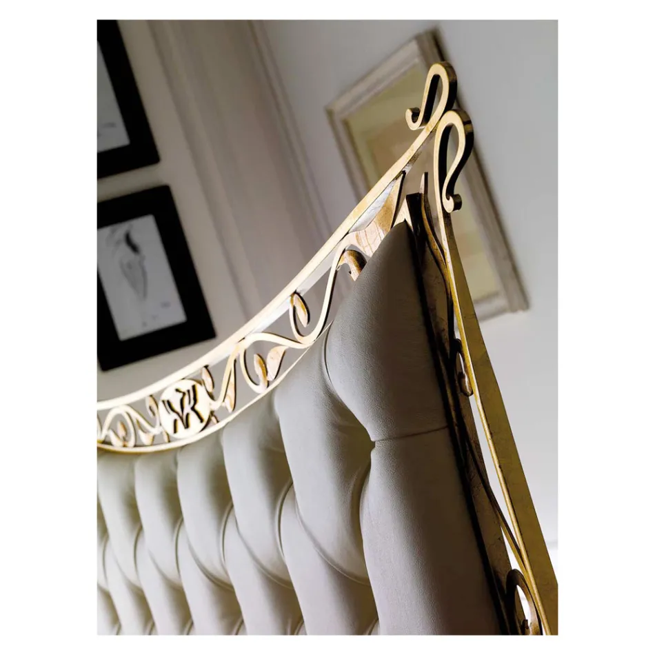 Pat dublu în stil clasic din fier și piele Made in Italy - King Viadurini