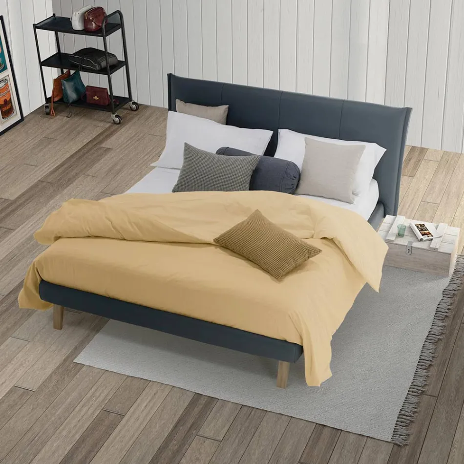 Pat dublu cu design de lux din piele ecologică sau țesătură Made in Italy – Generus Viadurini