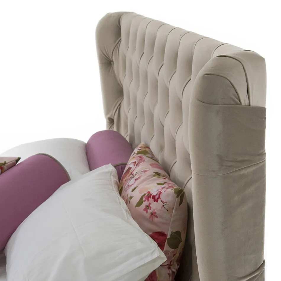 Pat dublu de lux cu cutie și tăblie Capitonnè Made in Italy - Papero Viadurini