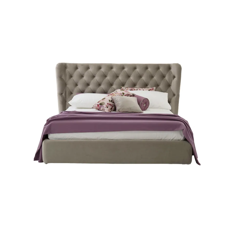 Pat dublu de lux cu cutie și tăblie Capitonnè Made in Italy - Papero Viadurini