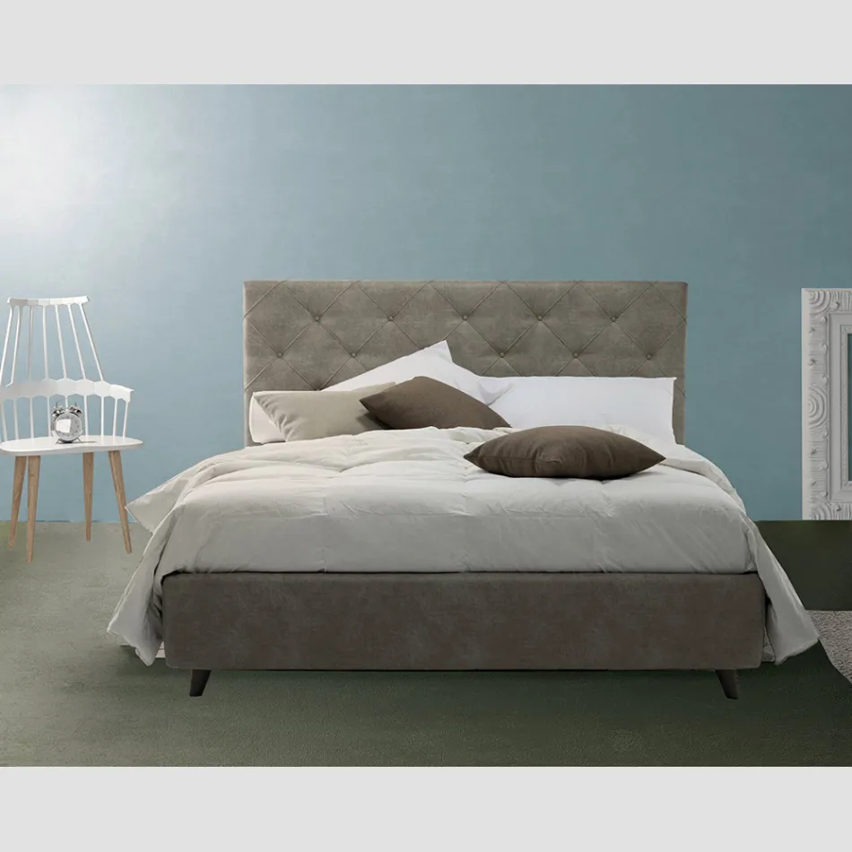 Pat dublu tapitat de lux cu cutie de depozitare Made in Italy – Rupit Viadurini