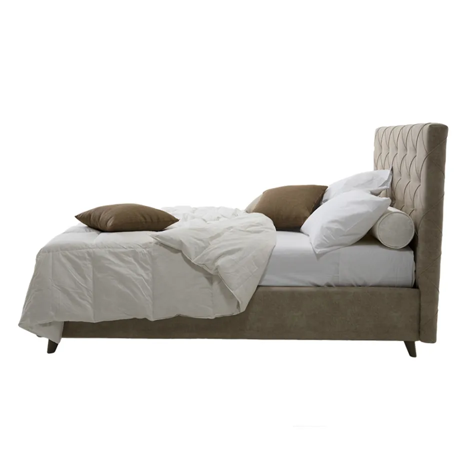 Pat dublu tapitat de lux cu cutie de depozitare Made in Italy – Rupit Viadurini