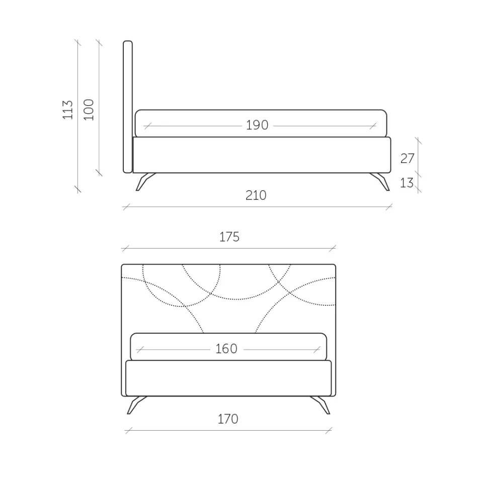 Pat dublu tapitat cu cutie de depozitare Made in Italy - Floarea soarelui Viadurini