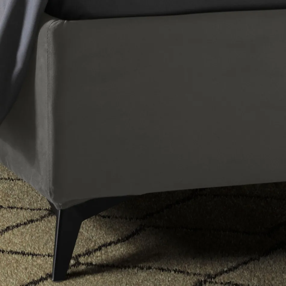 Pat dublu tapitat cu cutie de depozitare Made in Italy - Floarea soarelui Viadurini