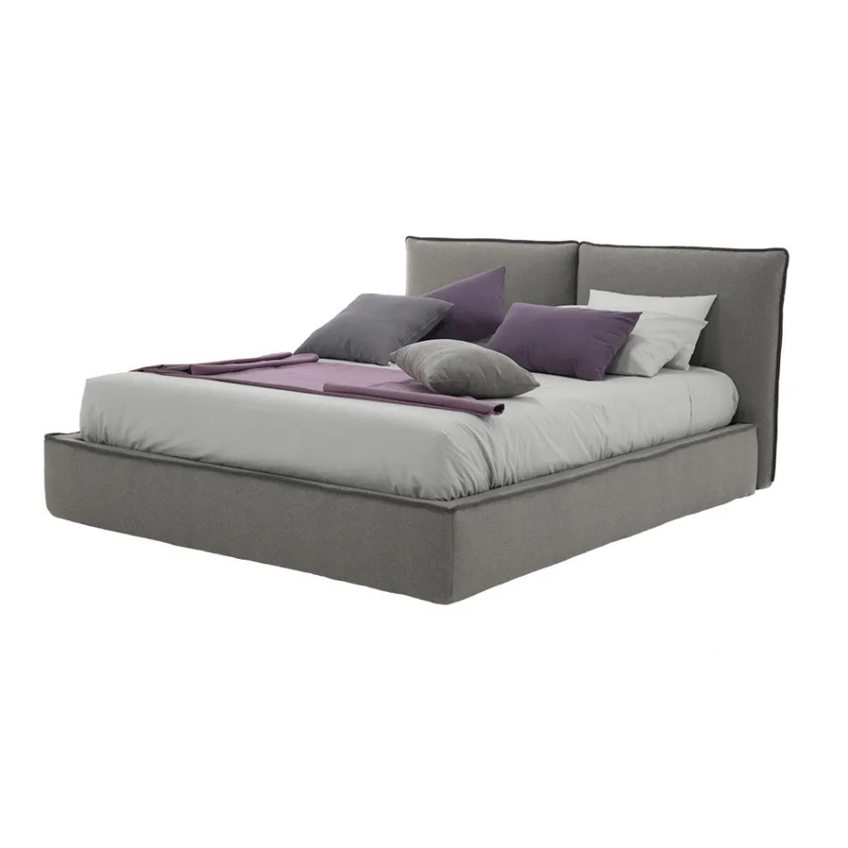 Pat dublu tapitat cu comoda din piele ecologica sau stofa - Notre Dame Viadurini