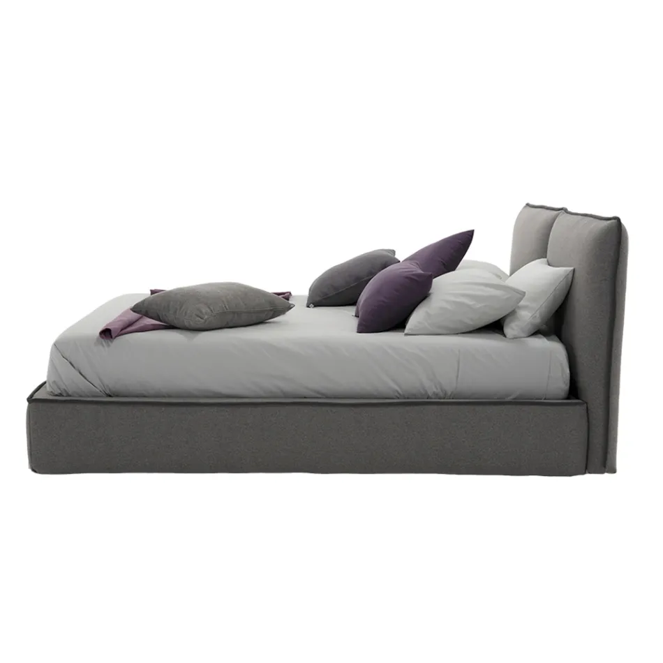 Pat dublu tapitat cu comoda din piele ecologica sau stofa - Notre Dame Viadurini