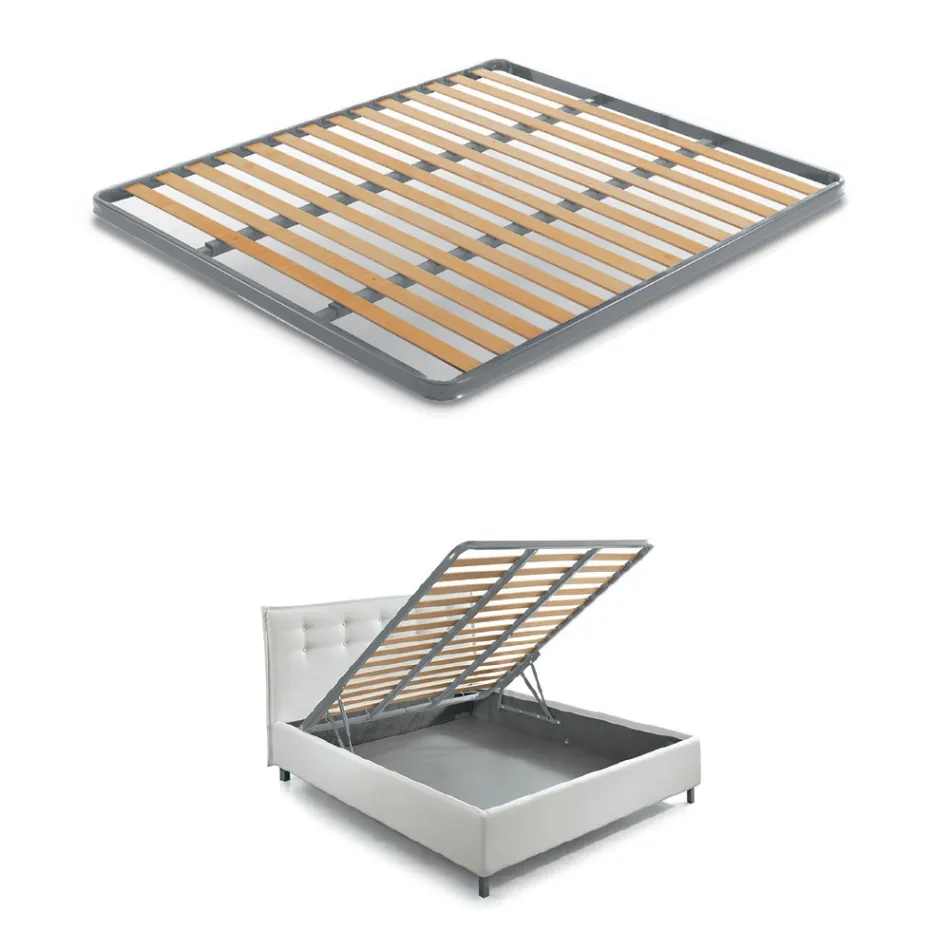 Pat dublu tapitat cu unitate de depozitare din stofa - Belle Viadurini