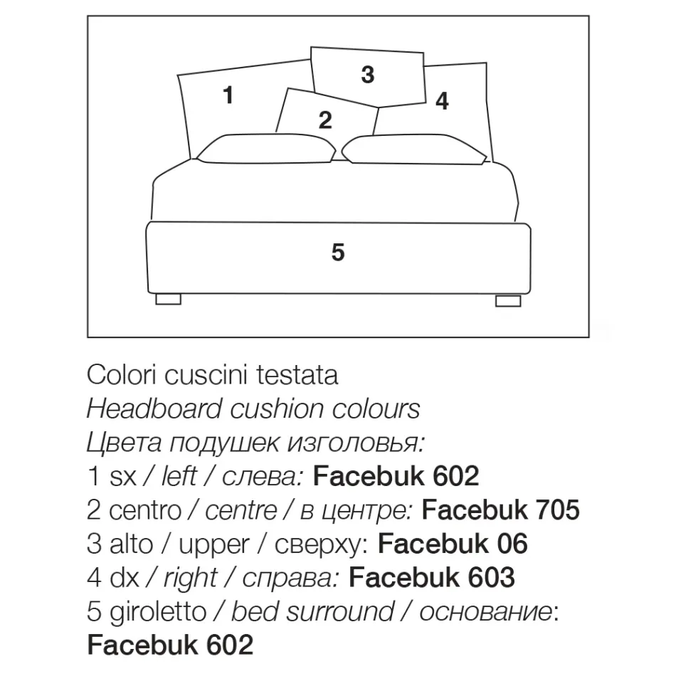 Pat dublu tapitat cu unitate de depozitare din stofa - Belle Viadurini