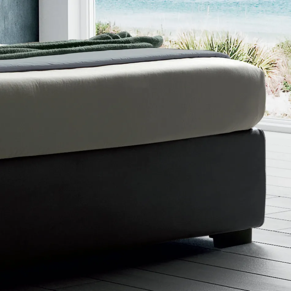 Pat dublu tapitat cu unitate de depozitare din stofa - Belle Viadurini