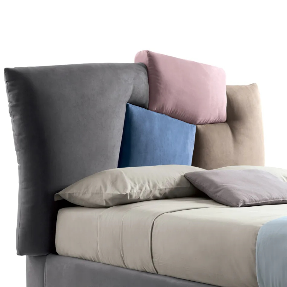 Pat dublu tapitat cu depozitare stofa - Belle Viadurini