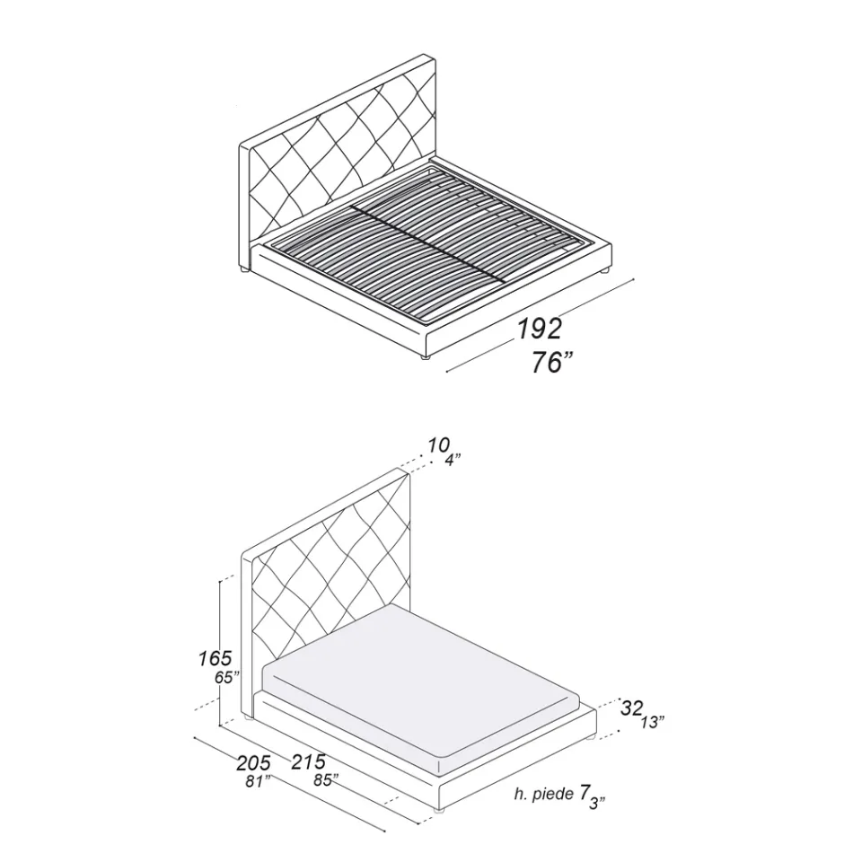 Pat dublu tapitat Imbracat in Stofa sau Piele - Celebre Viadurini