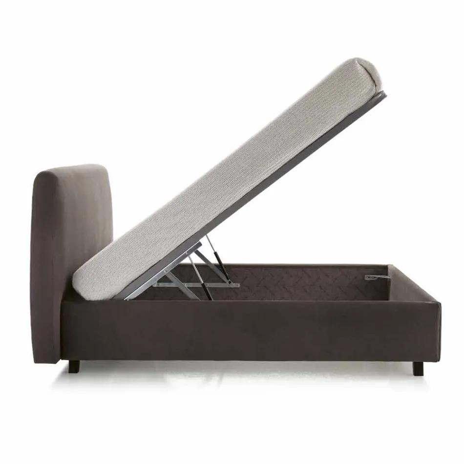 Pat dublu în piele faux cu cutie de punctul maxim atins 160x190 / 200 cm Mia Viadurini