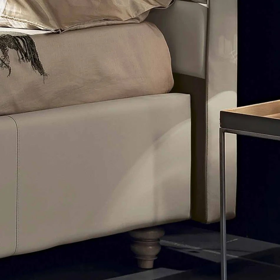 Pat dublu în piele faux cu cutie de depozitare 160x190 / 200 cm Gin Viadurini