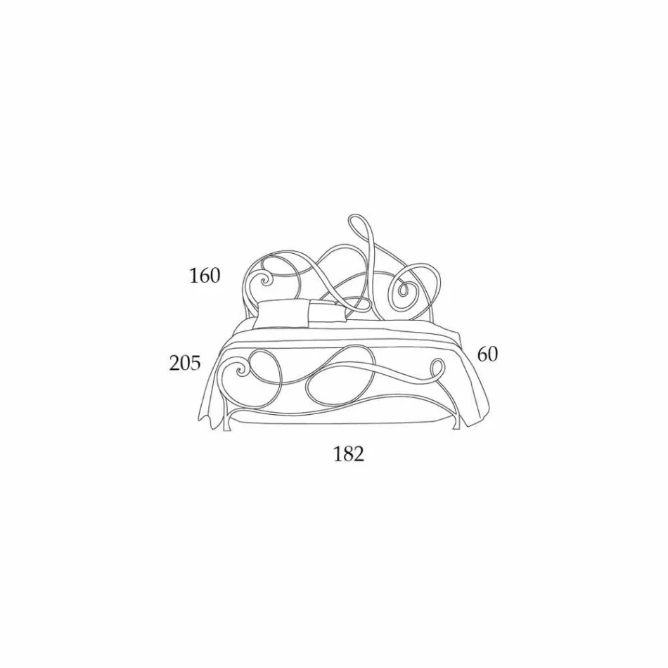Pat dublu in fier forjat, cu decor Athena înalte Clef Viadurini