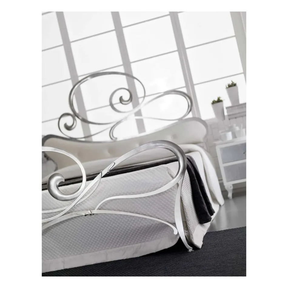 Pat dublu din fier cu picior coordonat Made in Italy - Laser Viadurini