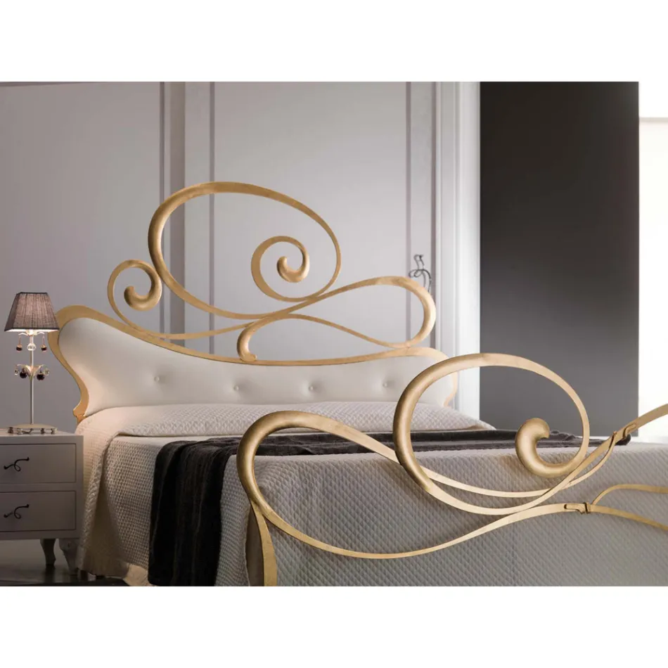 Pat dublu din fier cu picior coordonat Made in Italy - Laser Viadurini