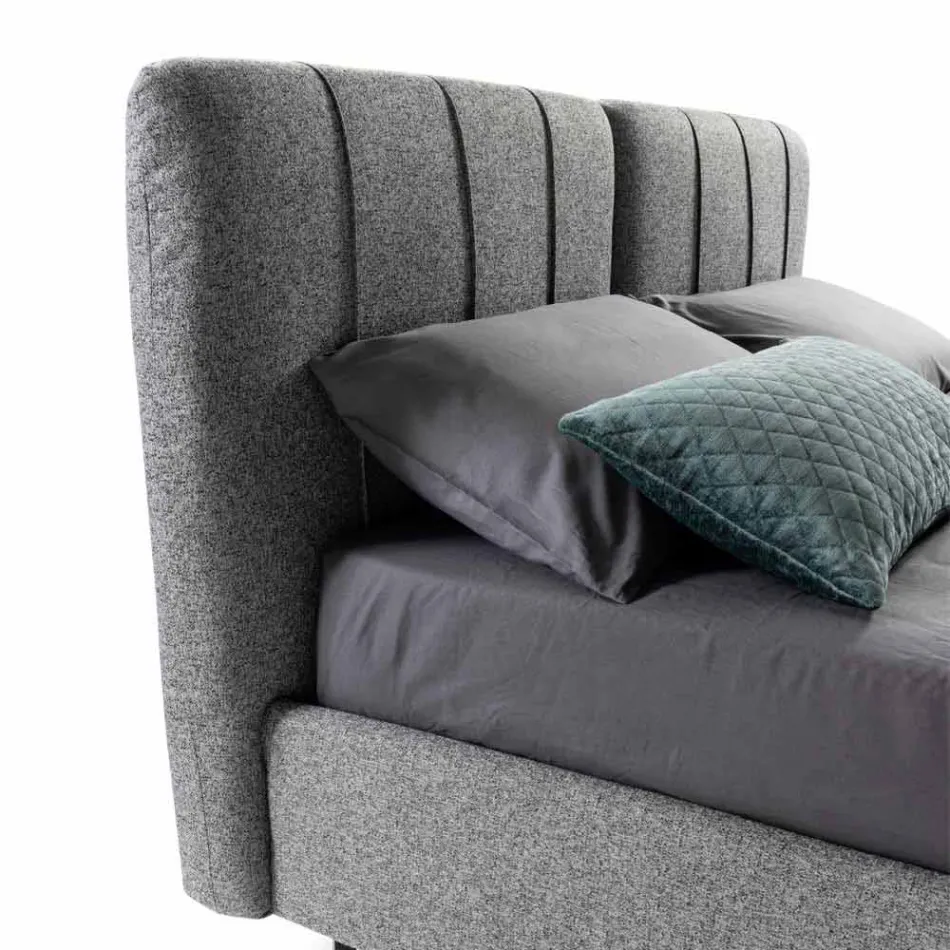 Pat dublu din țesătură cu cutie și titlu în dungi, realizat în Italia - Nives Viadurini