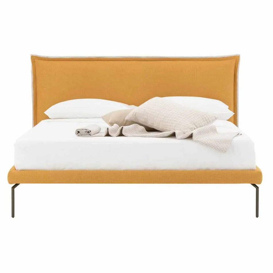 Pat dublu din țesătură cu picioare metalice Made in Italy - Glorio Viadurini