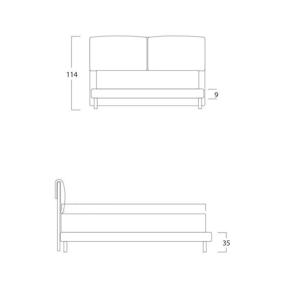 Pat dublu modern, bază subțire, Iorca de Bolzan Viadurini