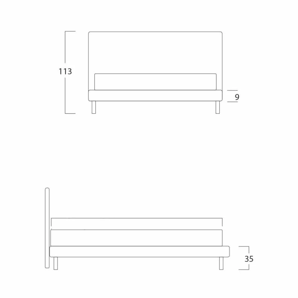 Pat matrimonial modern cu bază subțire Gaya New de Bolzan Viadurini