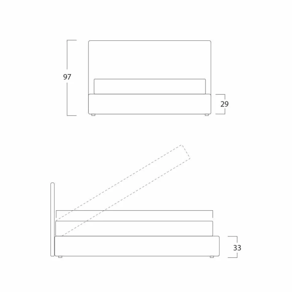 Pat matrimonial modern, cu unitate de depozitare, Gaya New de Bolzan Viadurini