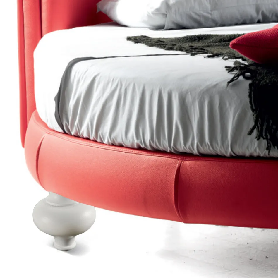 Pat dublu de lux modern rotund din piele de faux fabricat în Italia - Dream Viadurini