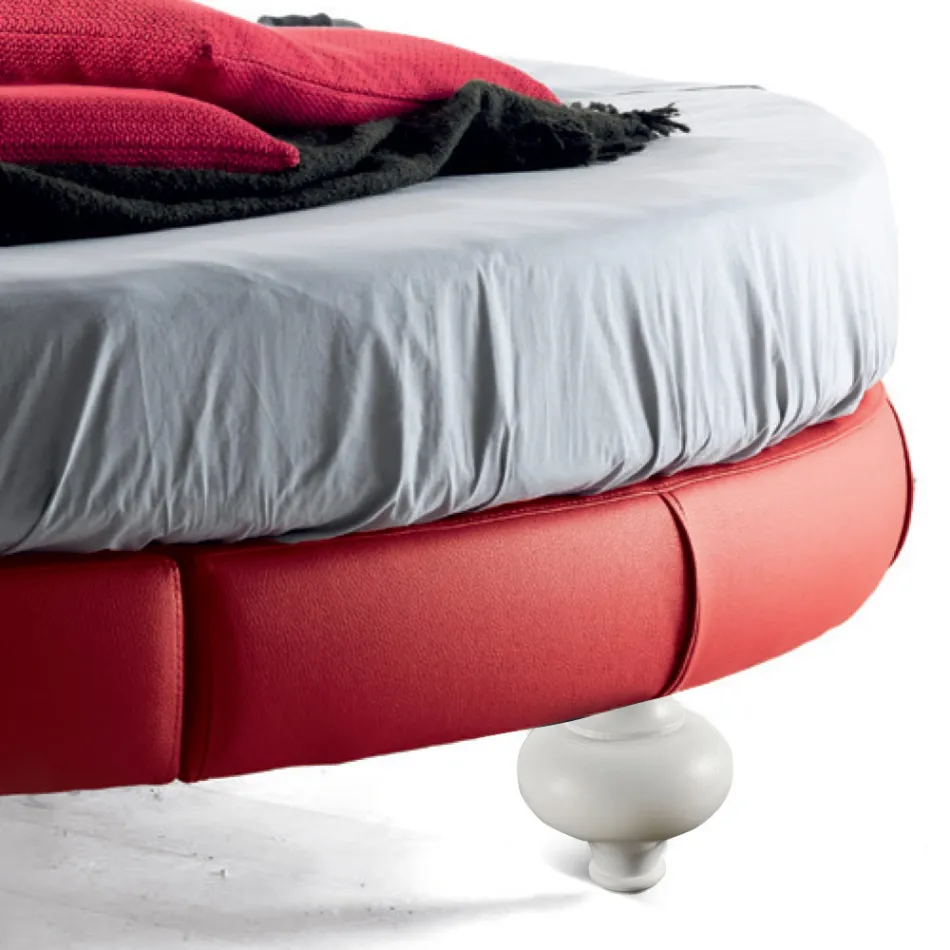 Pat dublu de lux modern rotund din piele de faux fabricat în Italia - Dream Viadurini