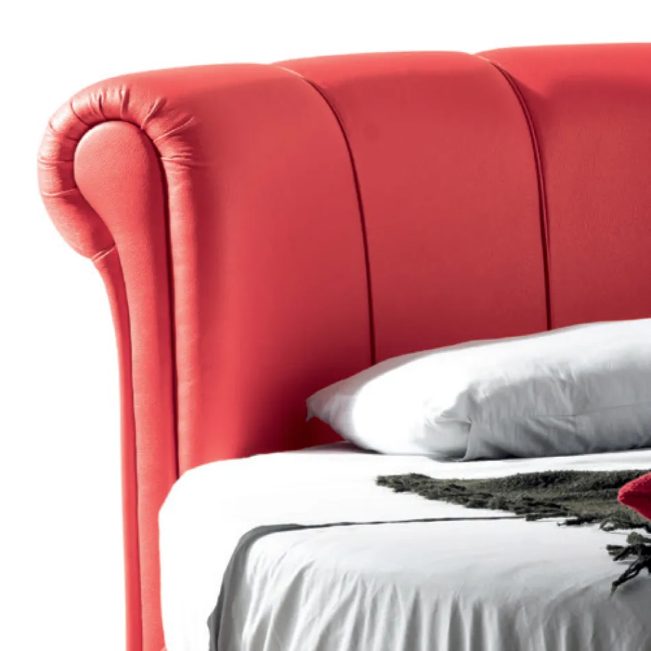 Pat dublu de lux modern rotund din piele de faux fabricat în Italia - Dream Viadurini