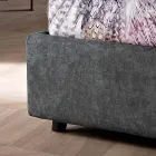 Pat dublu modern tapitat cu design matlasat sau neted - Aftamo Viadurini