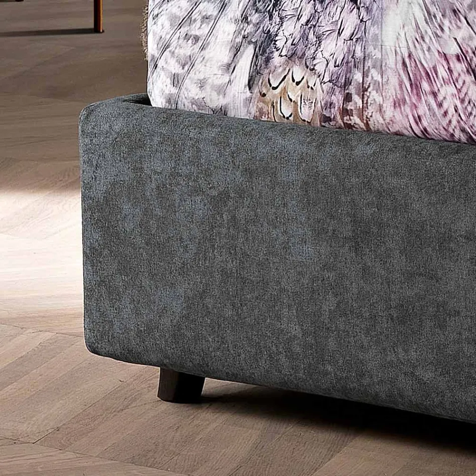 Pat dublu modern tapitat cu design matlasat sau neted - Aftamo Viadurini