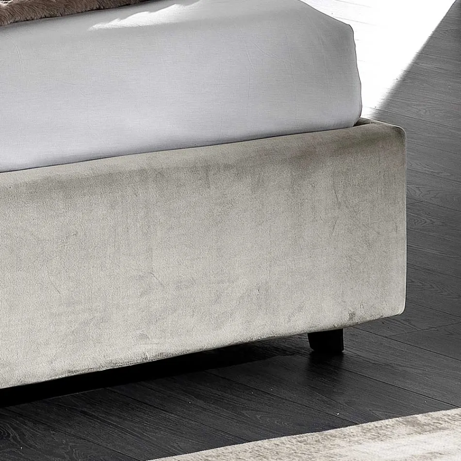 Pat dublu modern tapitat cu design matlasat sau neted - Aftamo Viadurini