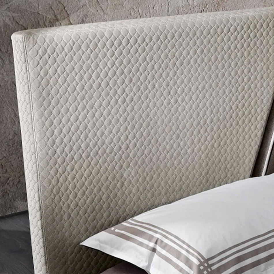 Pat dublu modern tapitat cu design matlasat sau neted - Aftamo Viadurini