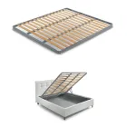 Pat dublu modern din imitație de piele cu depozitare - Ozzano Viadurini