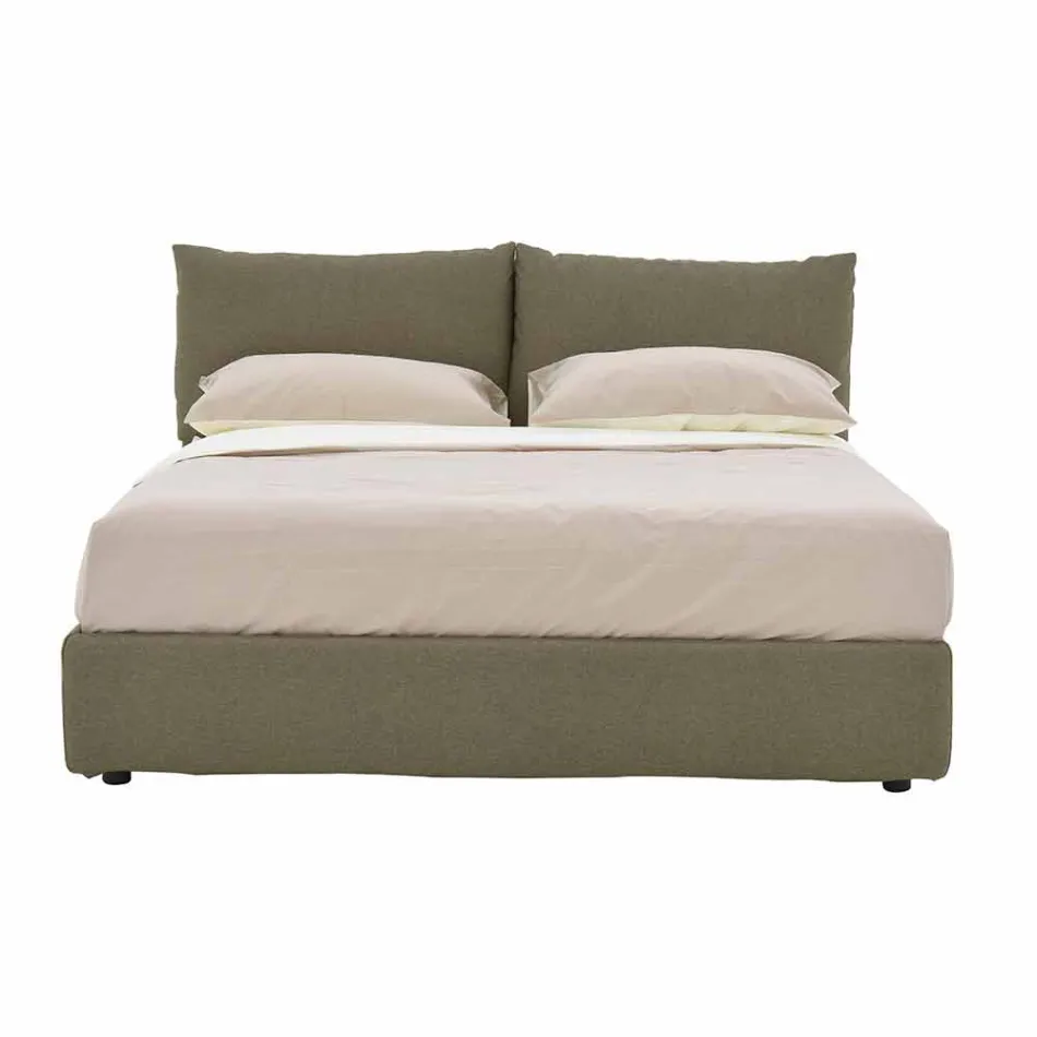 Pat dublu tapițat în țesătură cu picioare negre Made in Italy - Bandola Viadurini