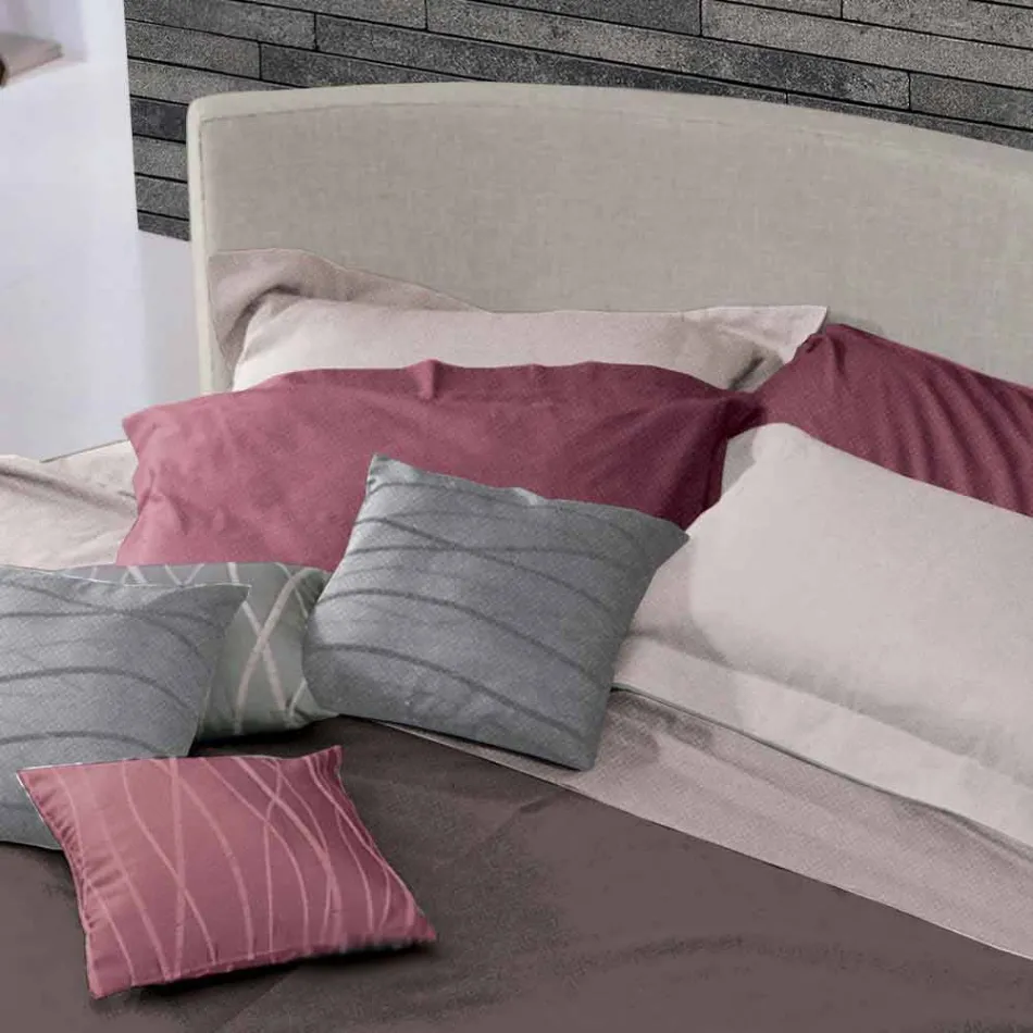 Pat dublu cu design rotund acoperit din țesătură Made in Italy - Rello Viadurini