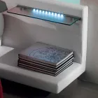 Pat dublu rotund acoperit în piele ecologică de design Made in Italy - Vesio Viadurini