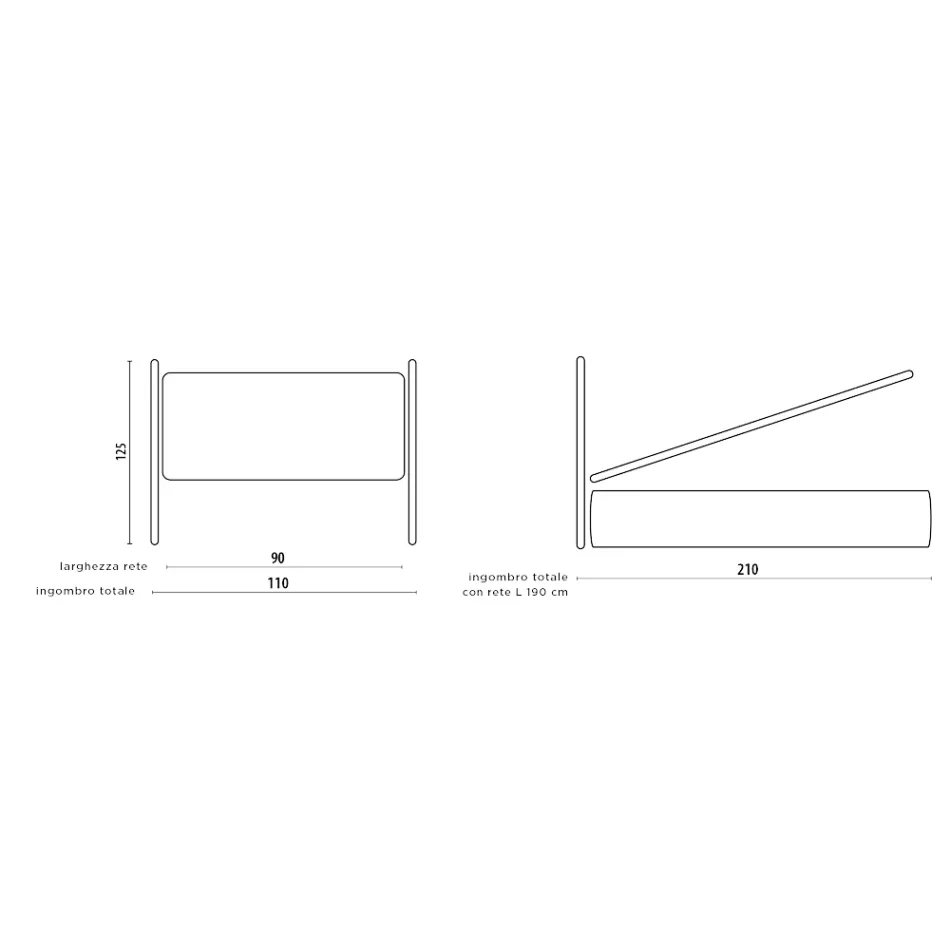 Pat de o persoană cu depozitare opțională Made in Italy - Ciccio Viadurini
