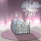 Pat de o persoană în fier forjat Turcoaz Viadurini