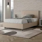 Pat matrimonial 120x200 cm cu tăblie din piele ecologică, fabricat în Italia - Pallone Viadurini