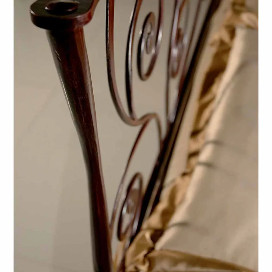 Un pat și jumătate pătrat de fier forjat Ares Viadurini