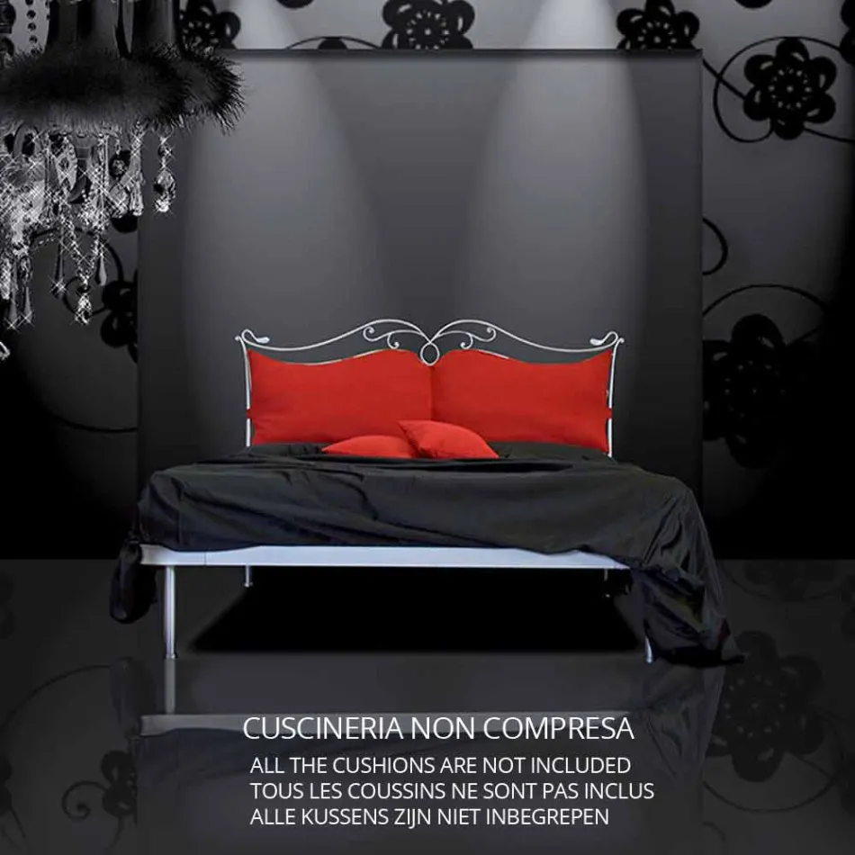 Un pat și jumătate pătrat de fier forjat Febo Viadurini