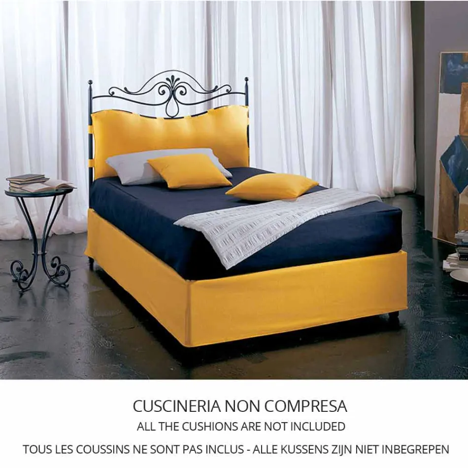 Un pat și jumătate pătrat de fier forjat Lira Viadurini