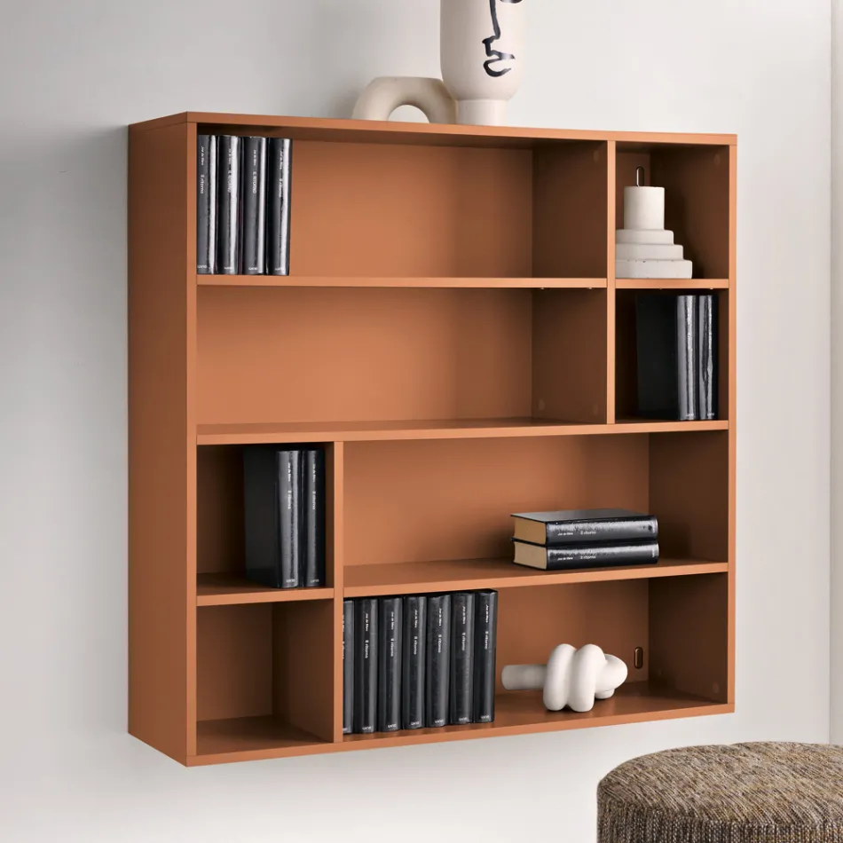 Bibliotecă de perete de design din melamină în diverse culori, fabricată în Italia - Kea Viadurini