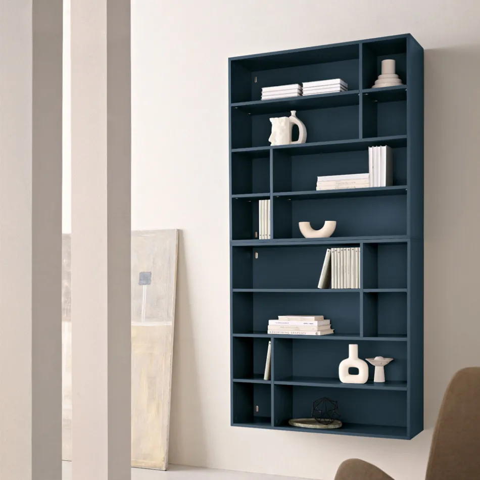 Bibliotecă de perete de design din melamină în diverse culori, fabricată în Italia - Kea Viadurini