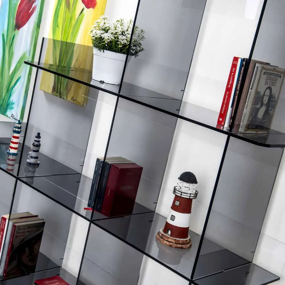 In Biblioteci afumate Sfera3 W180 x H180 x D30 cm, made in Italy Viadurini