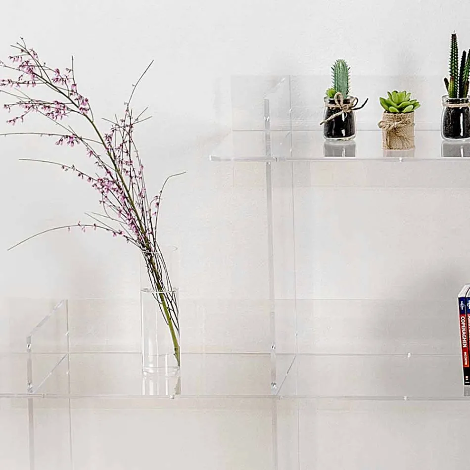 Etajere perete transparent Sfera3 L180 x H180 x P30 cm, made in Italy Viadurini