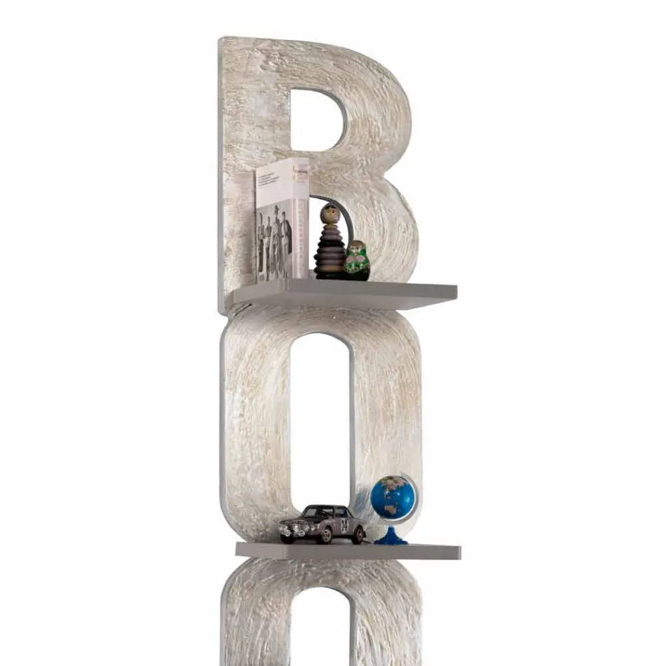 Bibliotecă de perete cu un design realizat manual în Italia 3 rafturi Nicla Viadurini