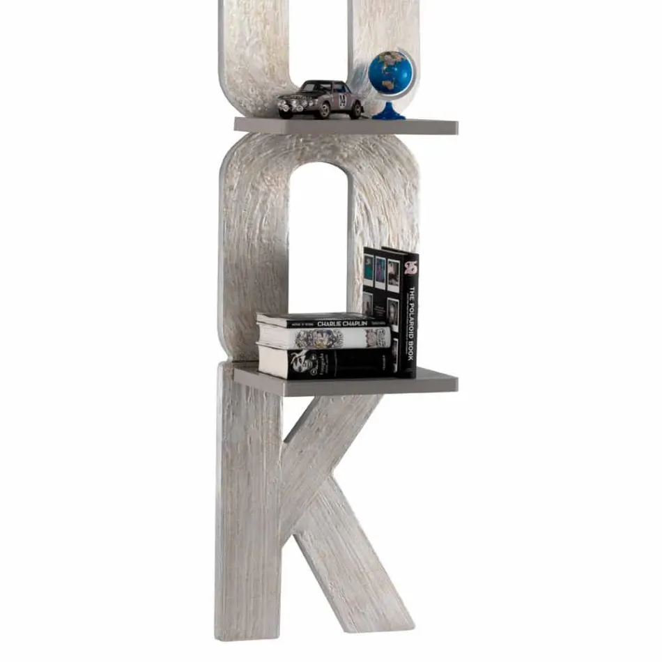 Bibliotecă de perete cu un design realizat manual în Italia 3 rafturi Nicla Viadurini