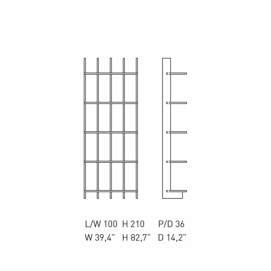 Bibliotecă de perete Shabby Chic în lemn de frasin alb design - Babele Viadurini