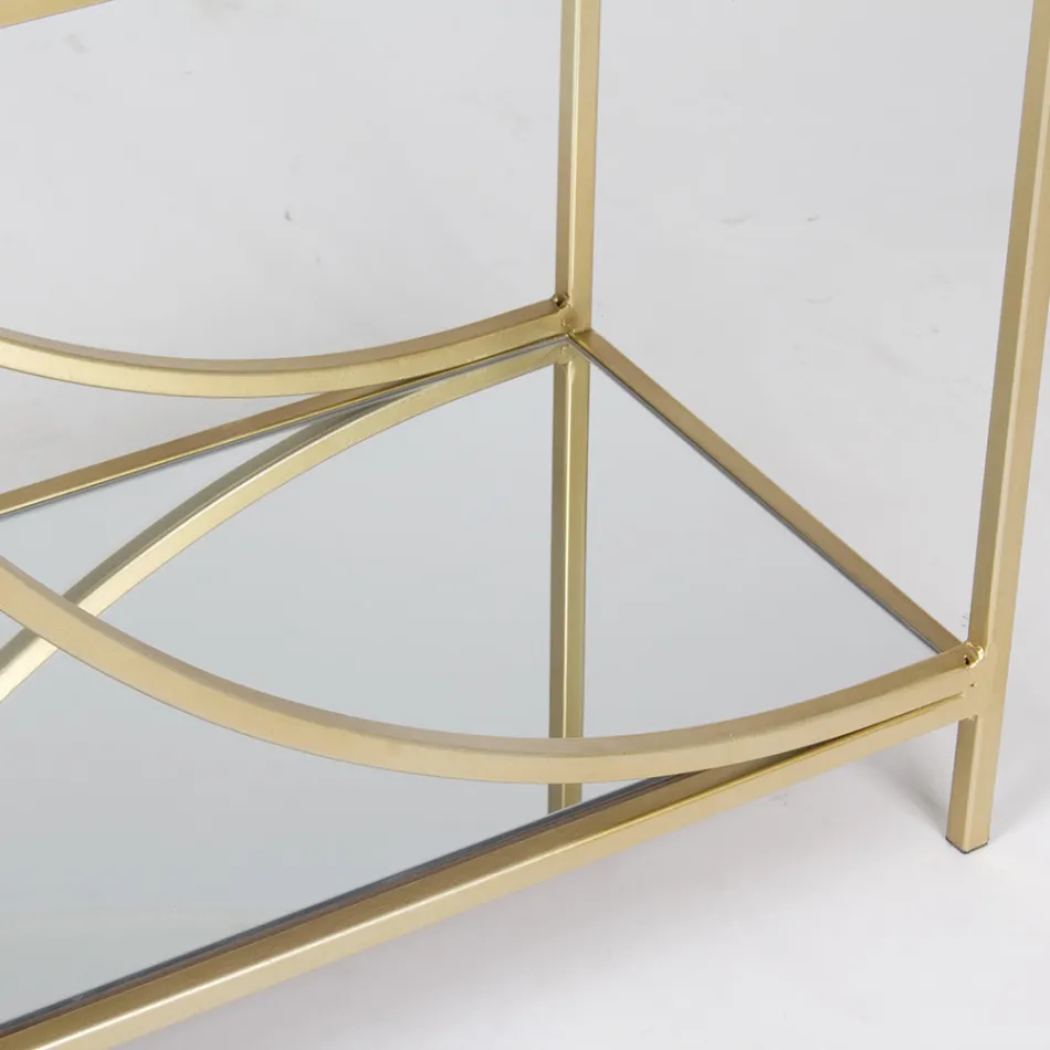 Bibliotecă joasă din oțel și 3 rafturi din sticlă Design elegant - Noralea Viadurini